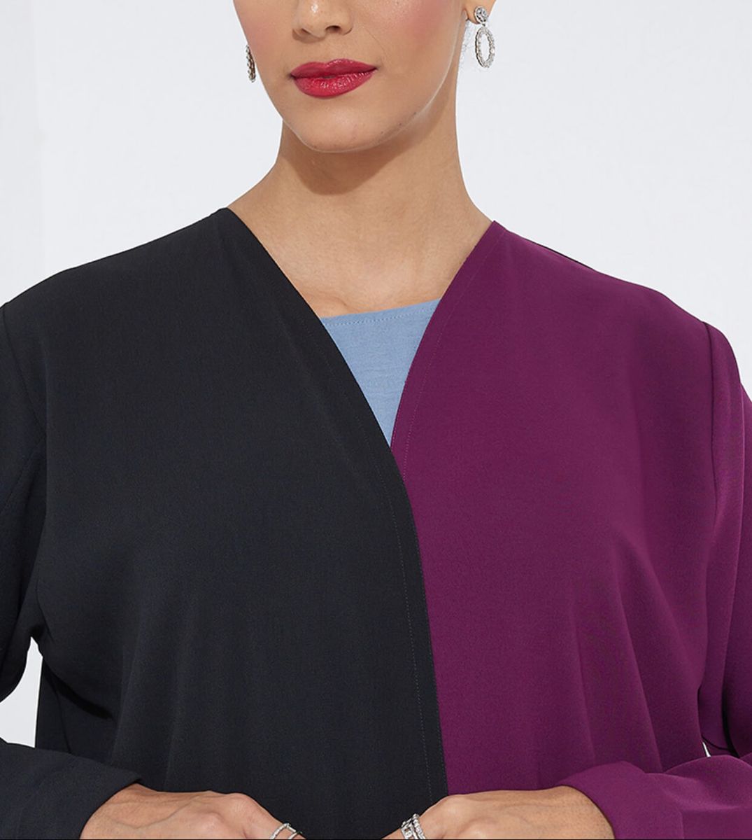 Elegant Half Black And Half Purple Abaya - Abayas 2