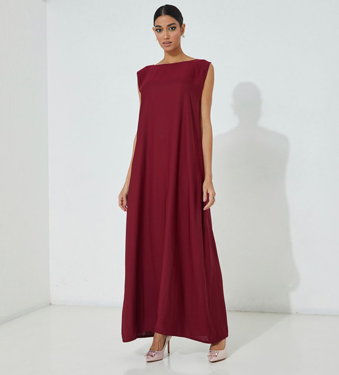 Women's Inner Maroon - Dress - Maxi Dresses