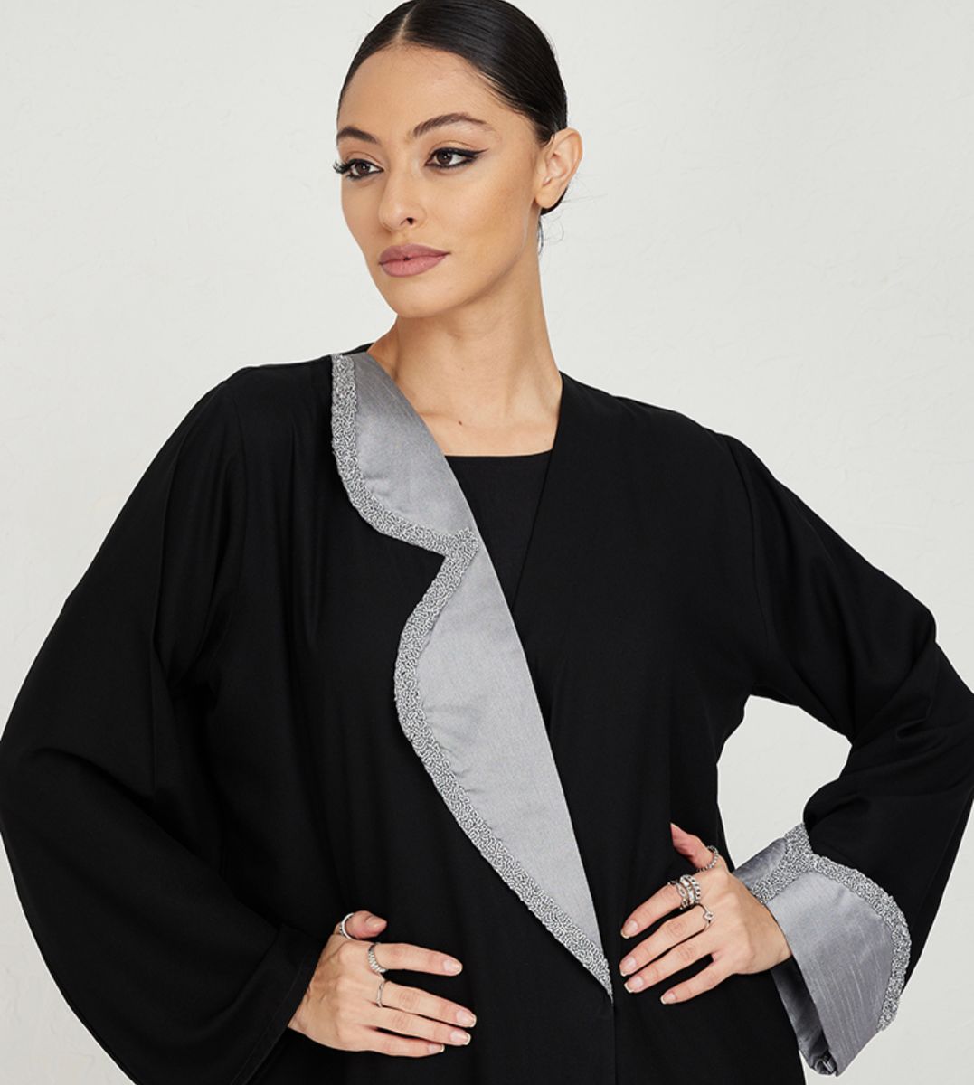 Women's Grey Neck Abaya - Abayas 1