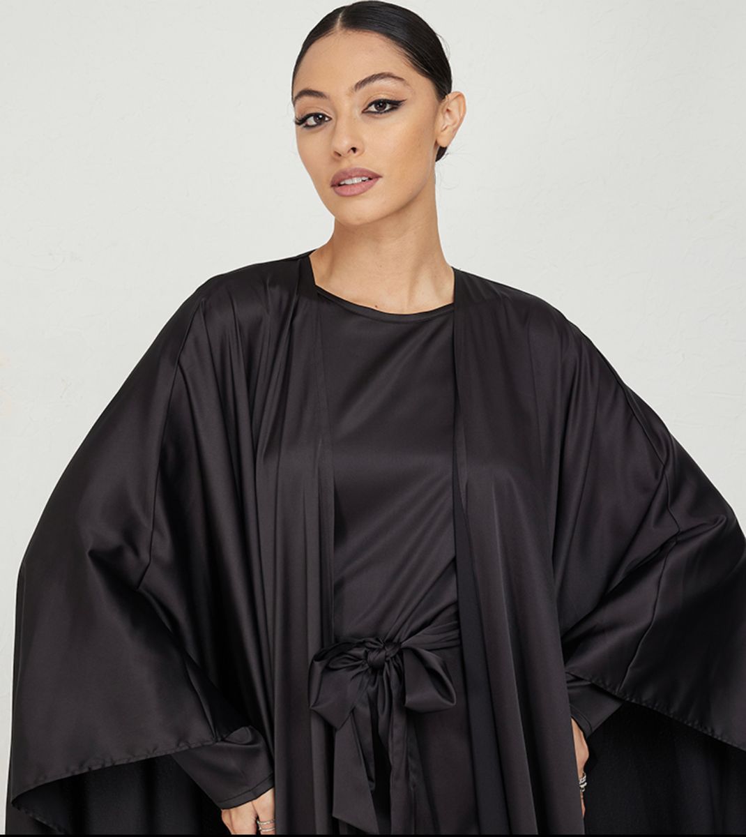 BLACK YULA Abaya Black Yula Abaya Top & Dress Set With Belt - Abayas 2