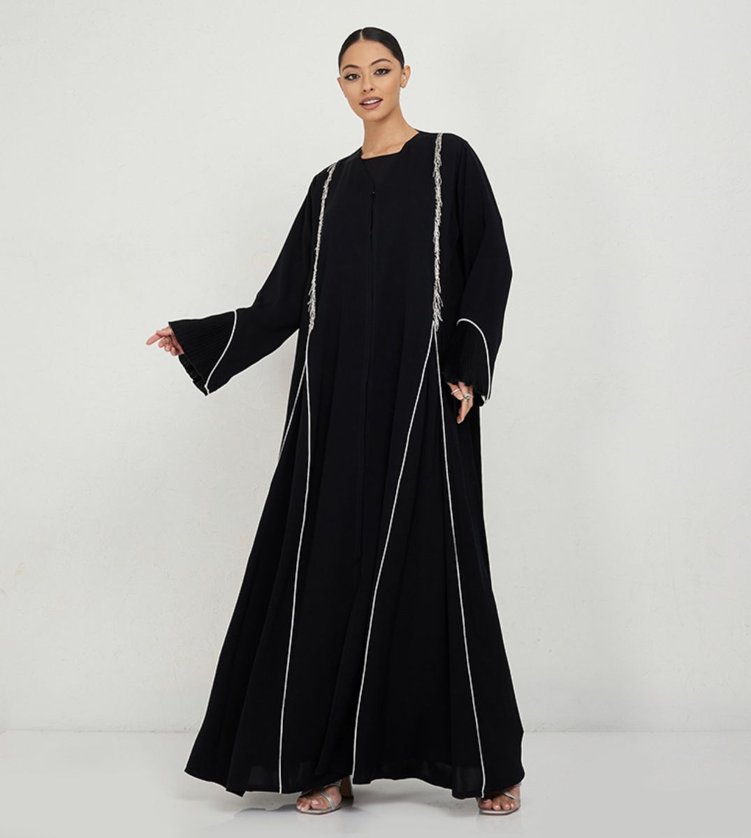 White-Piping Stones Abaya White-Piping Stones Abaya - Abayas
