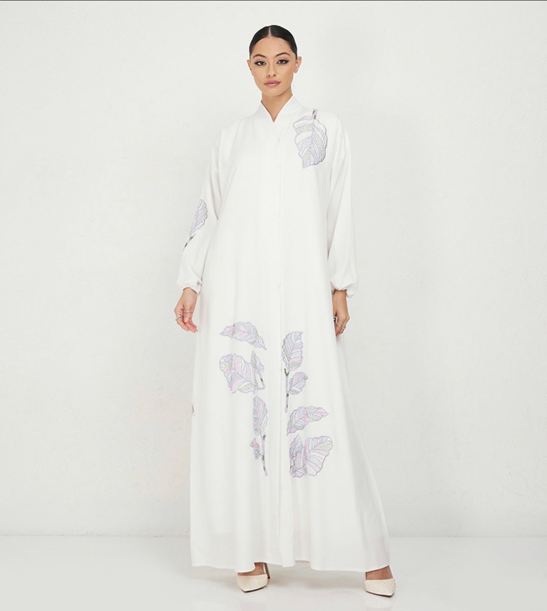 Women's Blue Foliage Abaya - Abayas