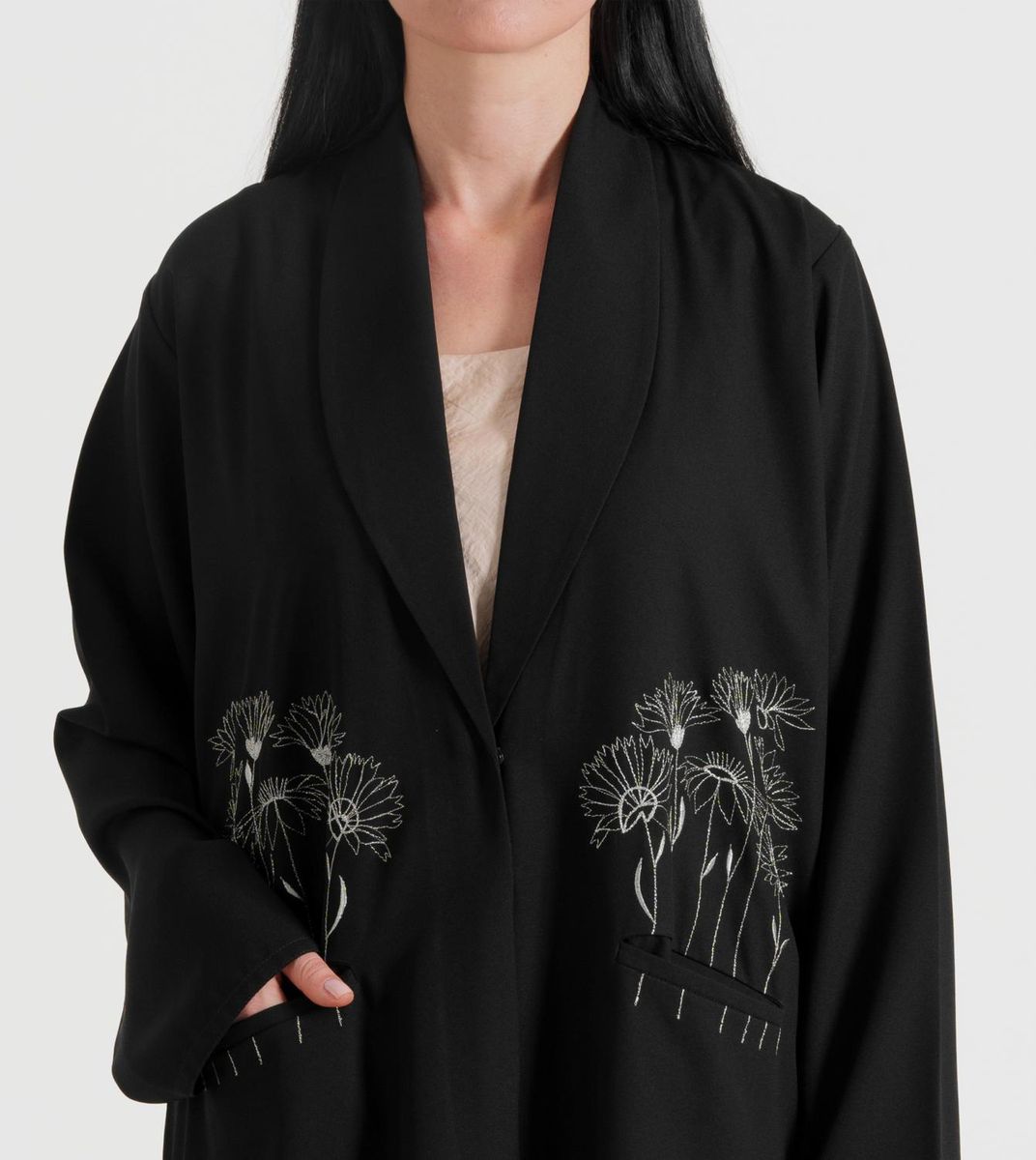 Women's Silver Pocket Abaya - Abayas 1