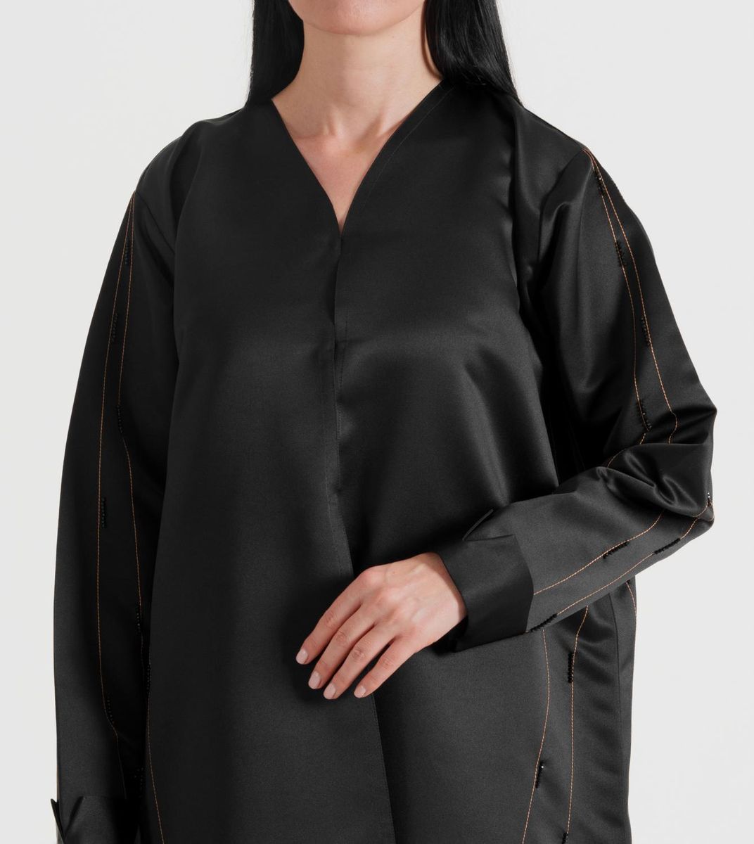 Women's Brown Line Abaya - Abayas 2