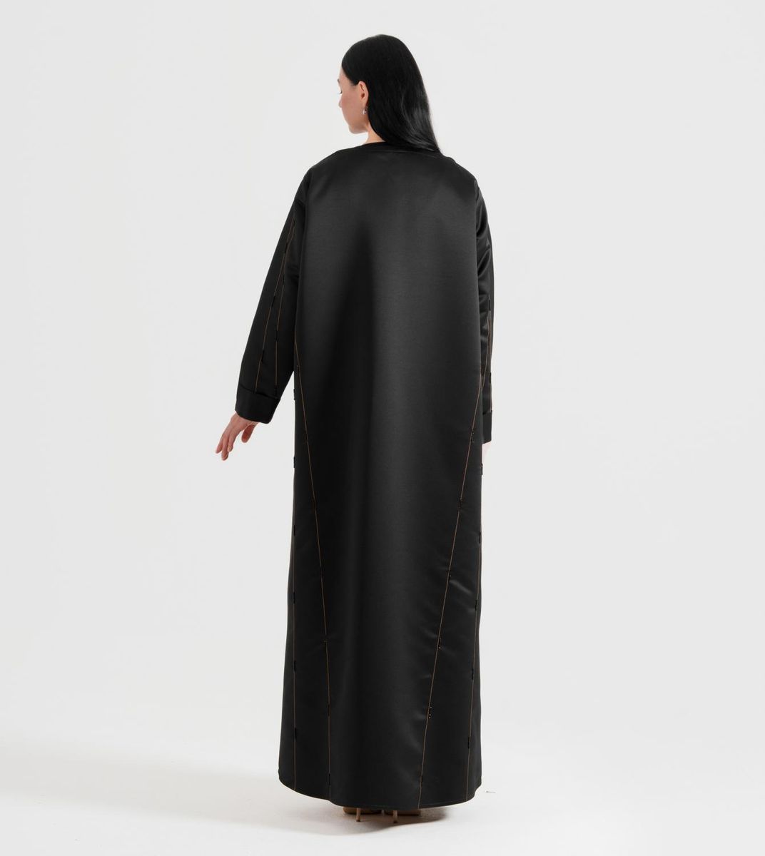 Women's Brown Line Abaya - Abayas 4