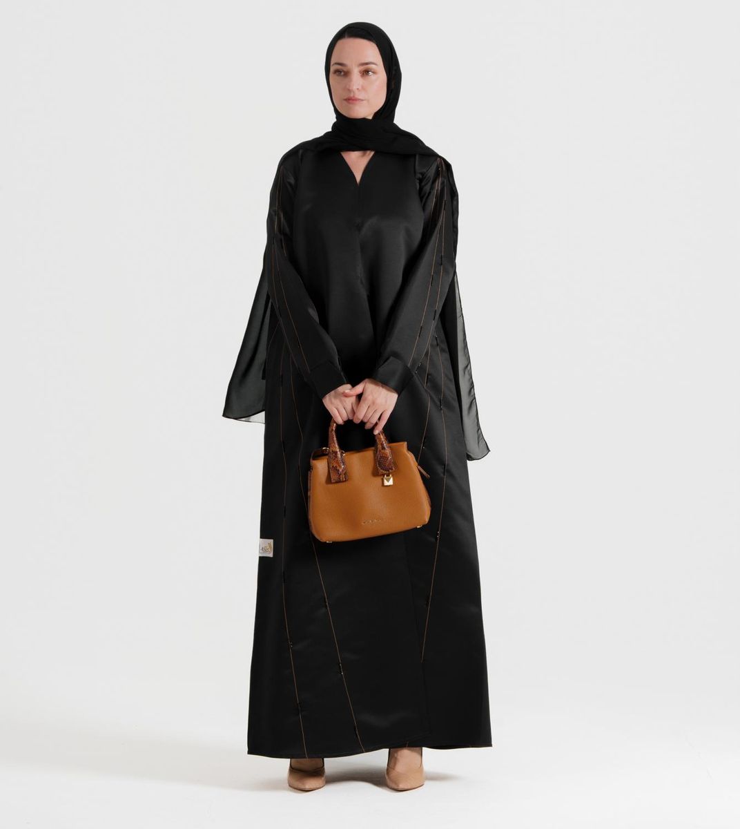 Women's Brown Line Abaya - Abayas 5