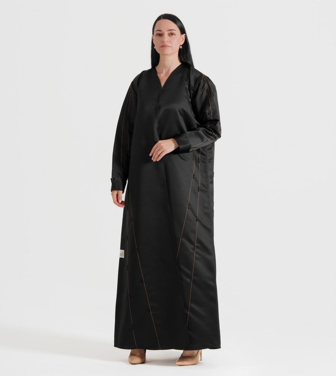 Women's Brown Line Abaya - Abayas