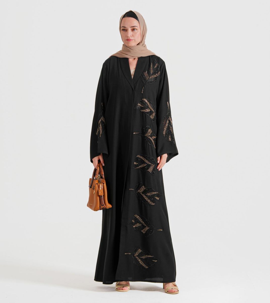 Leaves Gold Dantil Abaya Women's Leaves Gold Dantil Abaya - Abayas 3