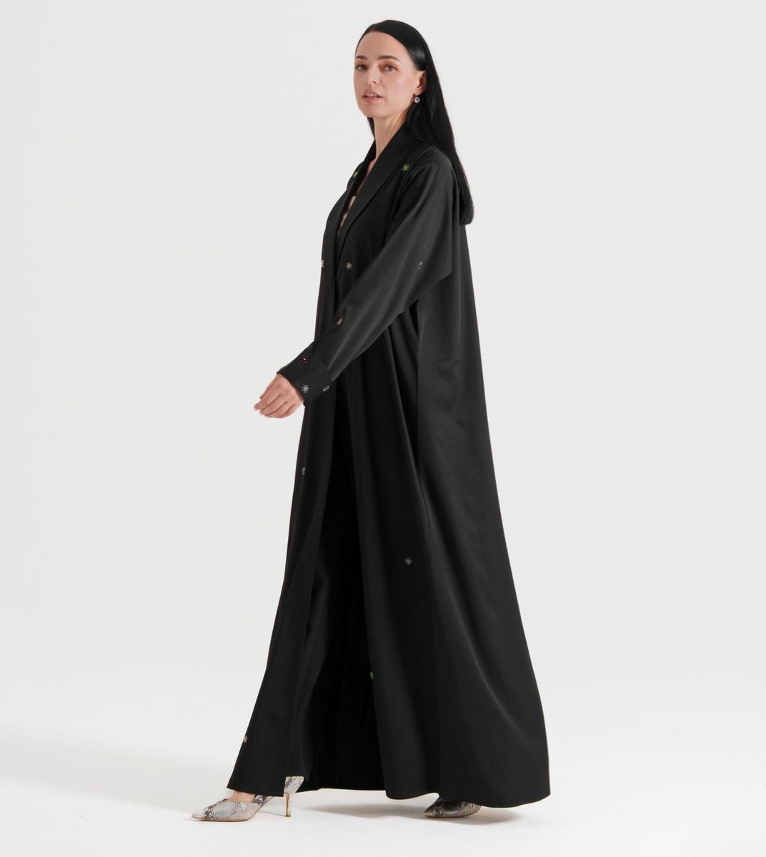 Mix Stons B Abaya Mix Stons B Denim Abaya With Neck Design And Multicolor Hand Embroidery - Abayas 2