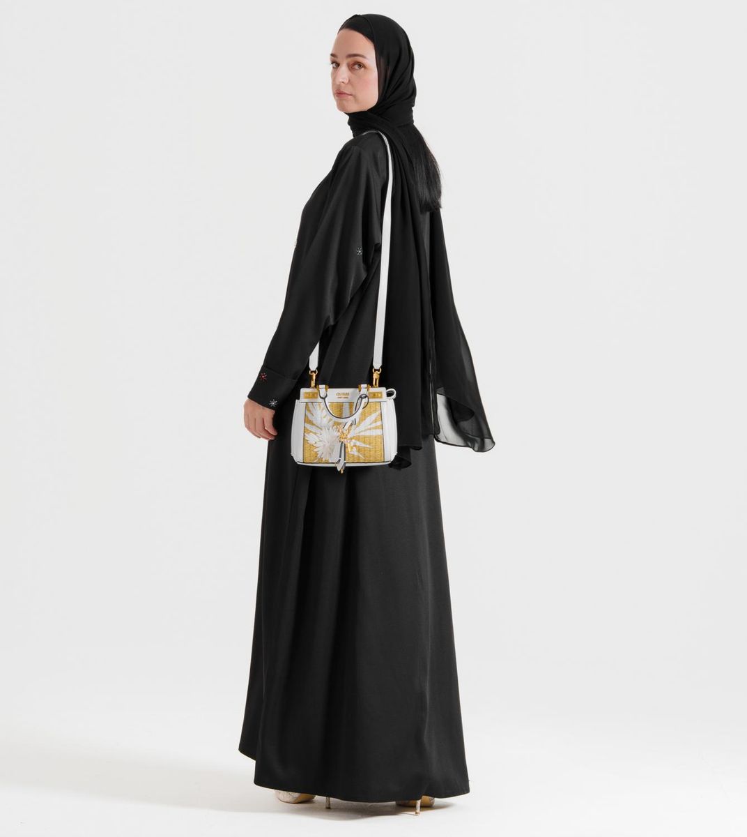Mix Stons B Abaya Mix Stons B Denim Abaya With Neck Design And Multicolor Hand Embroidery - Abayas 4