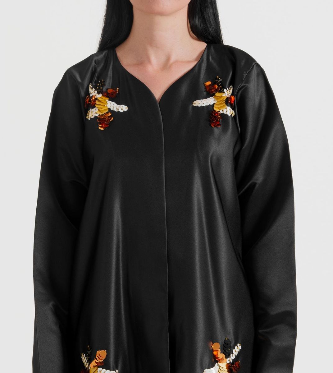 Gold Nerve Abaya With Gold Mix Decoration Hand Embroidery - Abayas 1