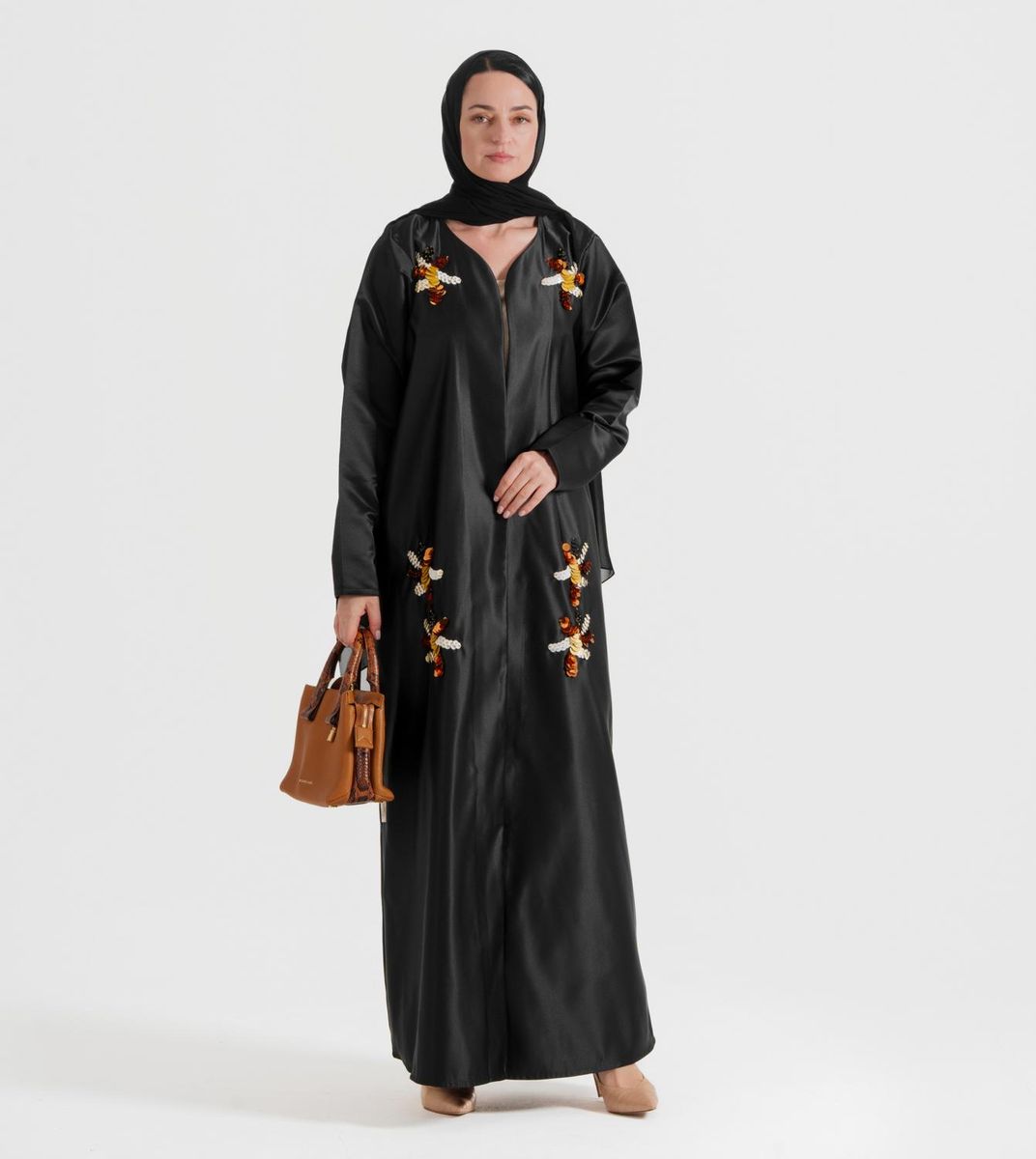 Gold Nerve Abaya With Gold Mix Decoration Hand Embroidery - Abayas 3