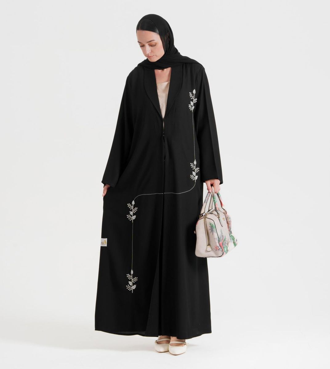 6D White Pearl Abaya Women's 6D White Pearl Abaya - Abayas 3