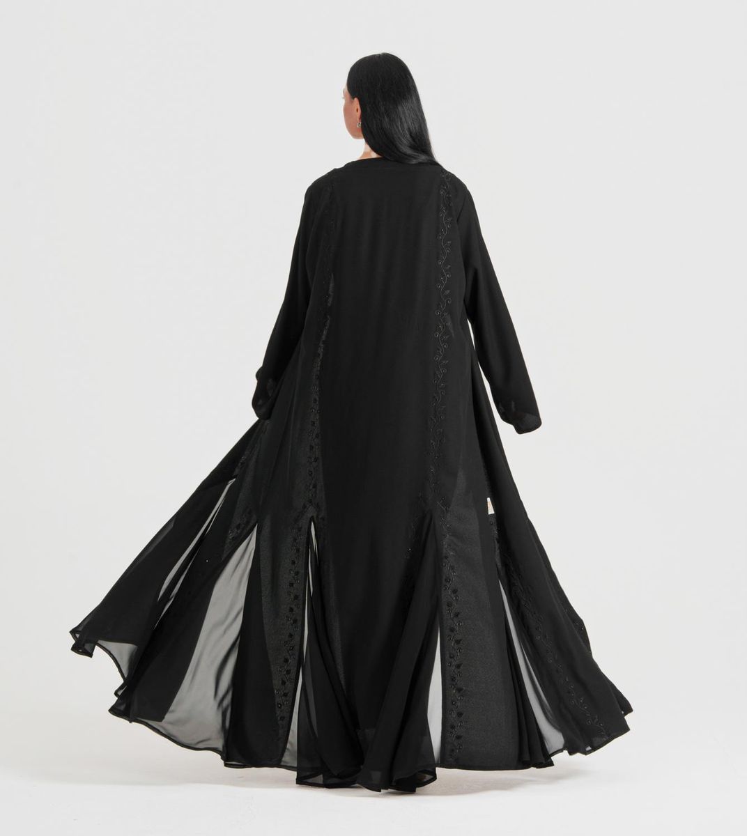 Black C-Round Abaya Rosette Abaya - Women's Abayas 2
