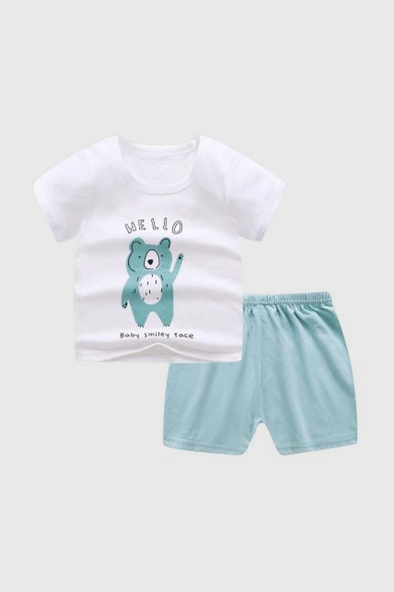 Hello Bear Shorts Set - Pure Cotton Generic - Kids's Dresses