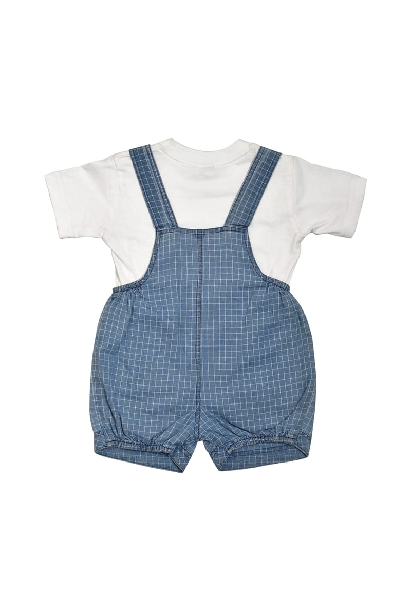 Stylish White Dungaree Set For Kids
