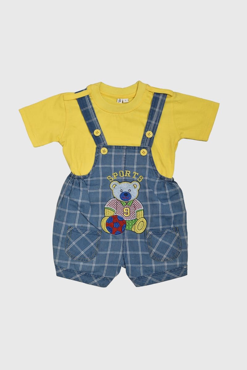 Stylish Yellow Dungaree Set For Kids Generic - Kids's Dresses