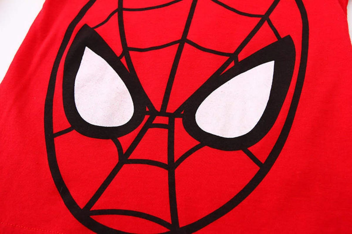 Spiderman face Printed Red T-shirt Set Baby Has - Kids's Dresses 2