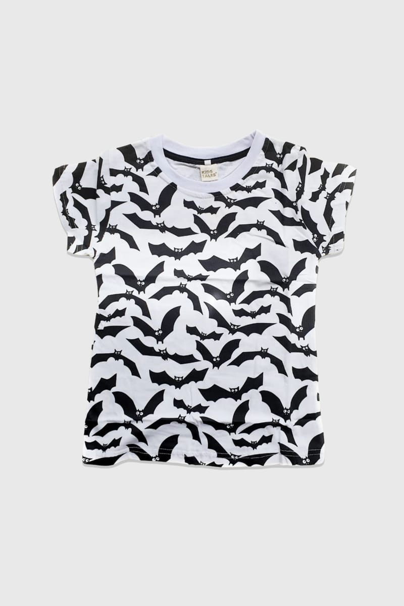 Night Wing Style - Bat Print T-Shirt For Effortless Chic Kids Tales - Kids's Short Sleeve T-Shirts