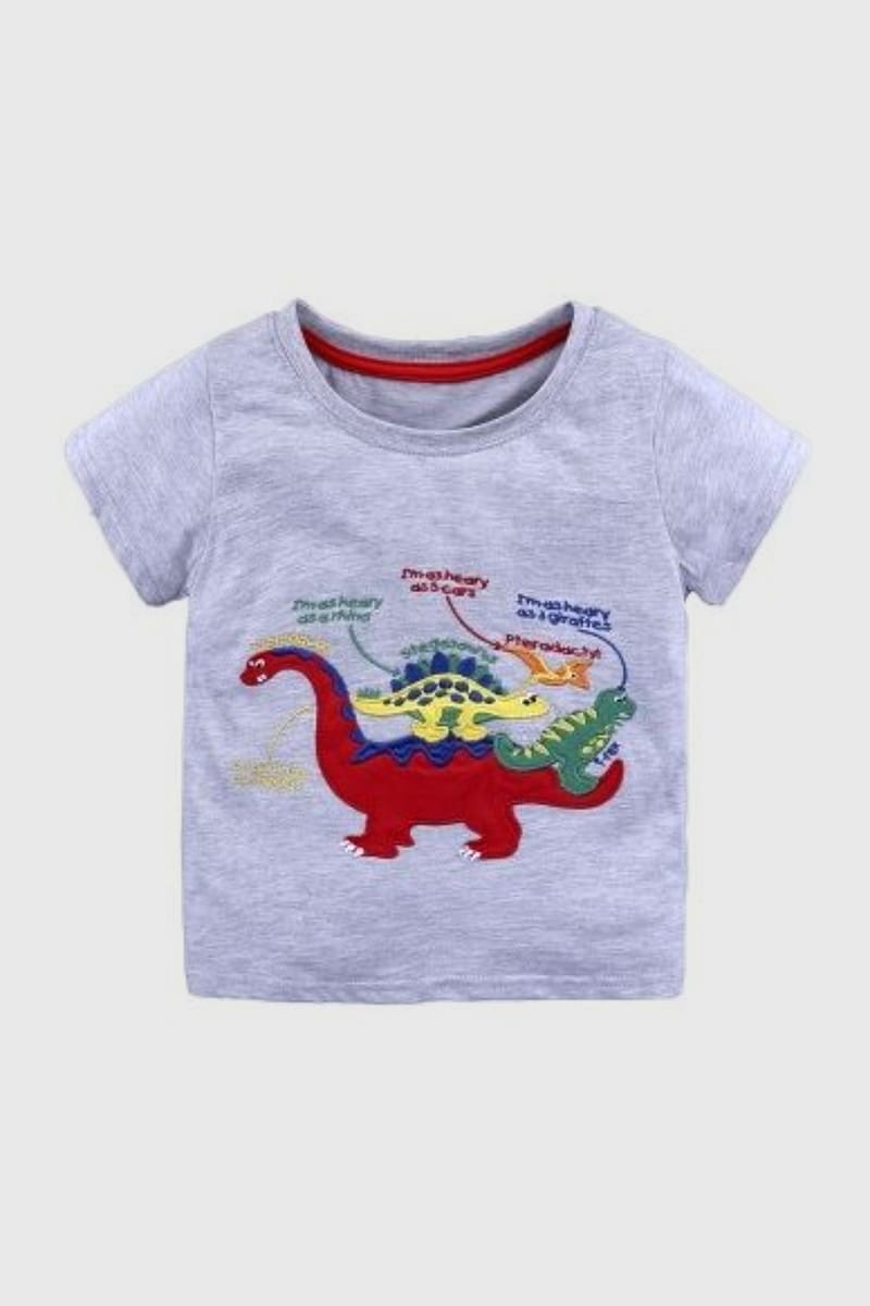Dinos Fight Embroidery T-Shirt - Roar Into Style Generic - Kids's Short Sleeve T-Shirts