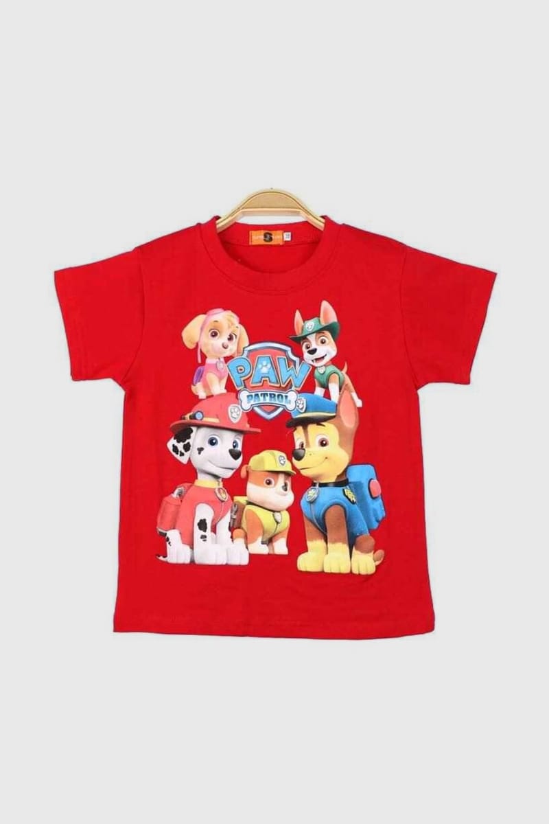 Explore Adventure With The Paw Patrol Printed T-Shirt In Red Generic - Kids's Short Sleeve T-Shirts