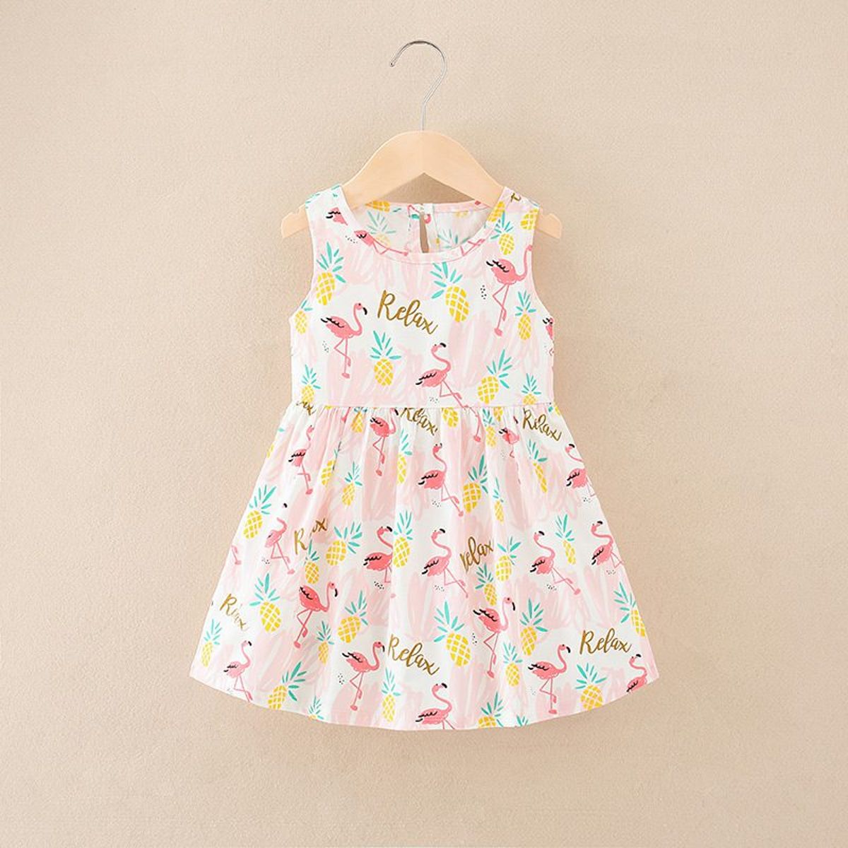 Pure Cotton Summer Dress – Flamingo Print Generic - Kids's Casual Dresses 6