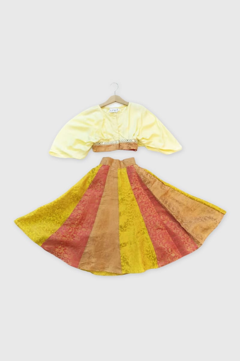 Pure Organic Indo Western Choli With Brocade Lehenga