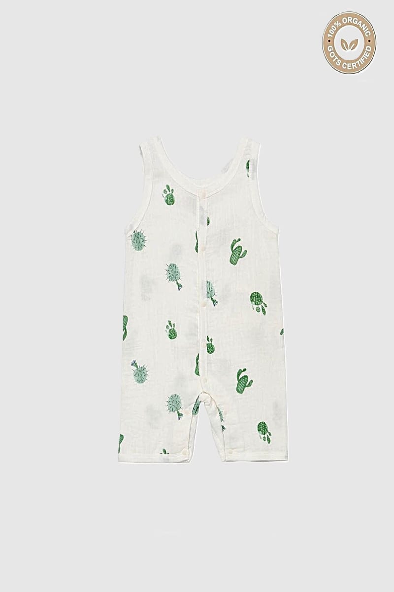 Organic Cotton Cactus Print Romper For Babies