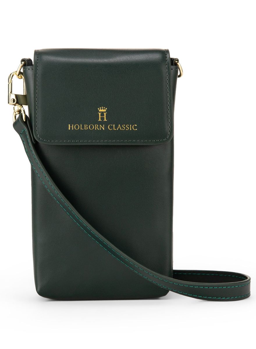 Holborn Classic Anna Leather Phone Pouch Flapped - Green Holborn Classic - Women's Crossbody Bags 2