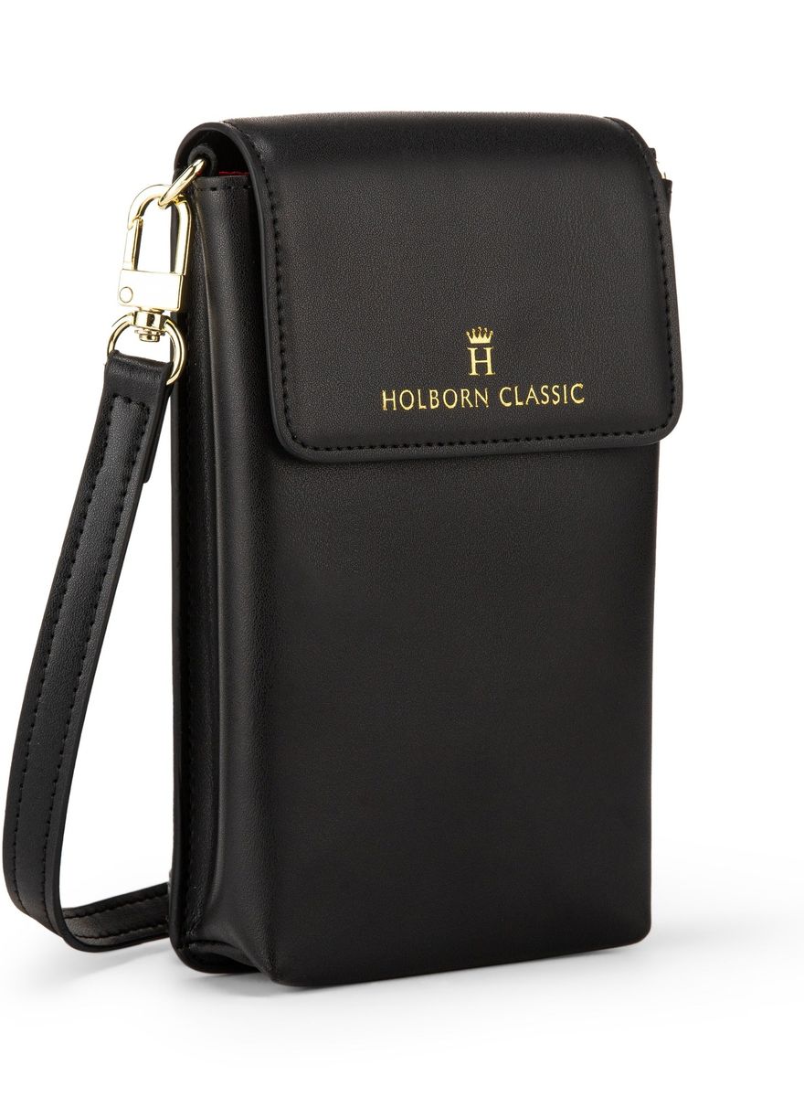 Holborn Classic Anna Leather Phone Pouch Flapped - Black Holborn Classic - Women's Crossbody Bags 2