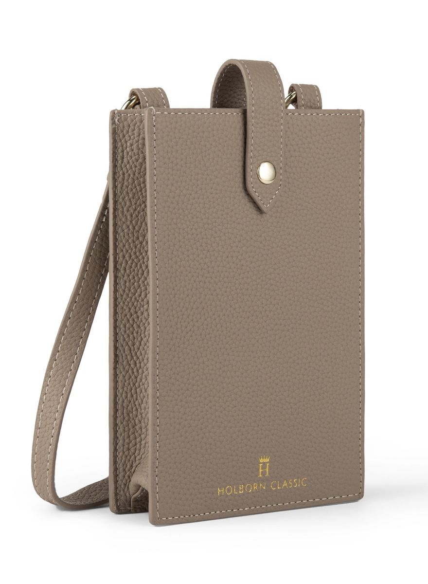 Holborn Classic Bella Leather Phone Pouch Buttoned - Grey Holborn Classic - Women's Crossbody Bags 1