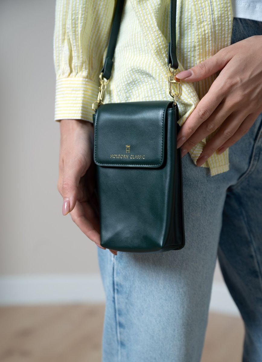 Holborn Classic Anna Leather Phone Pouch Flapped - Green Holborn Classic - Women's Crossbody Bags 4