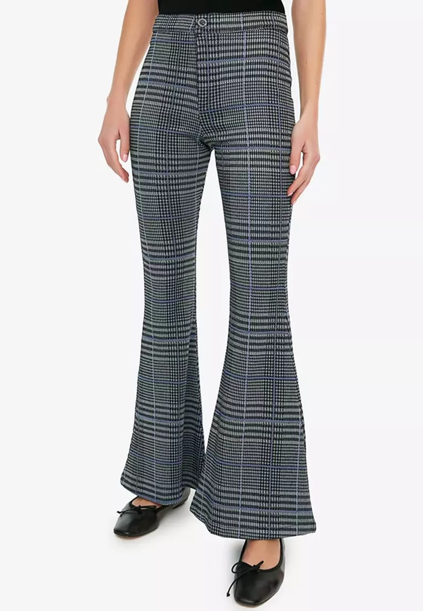 Grey High Waist Flared Women's Pants Trendyol - Women's Formal Pants 1