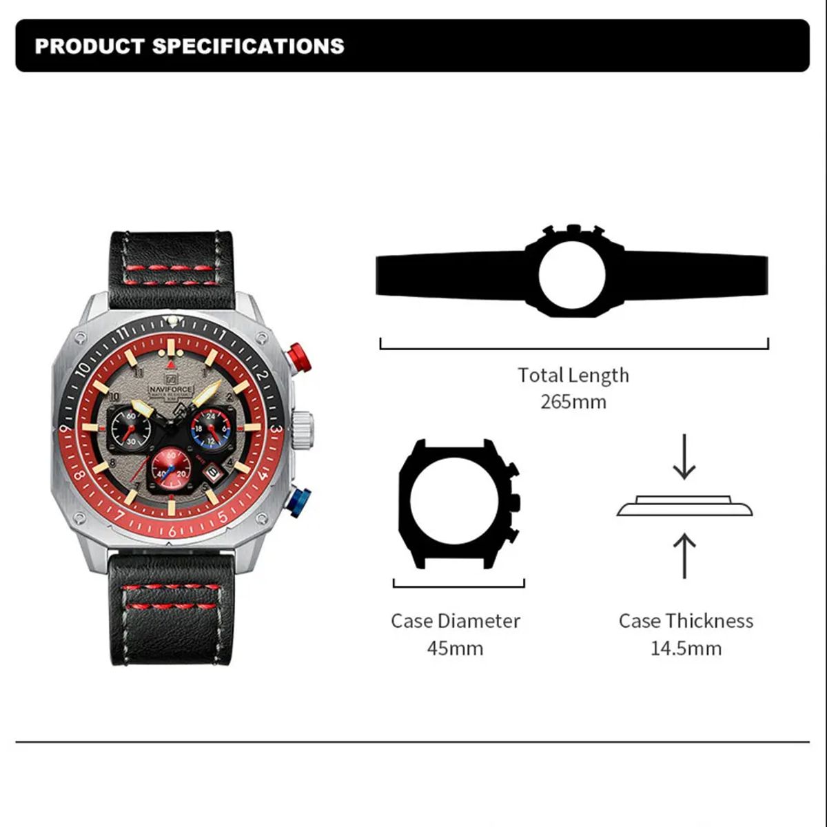 Sports Multifunction Quartz Watch – Stylish and Durable Design for Men Naviforce - Men's Dress Watches 5