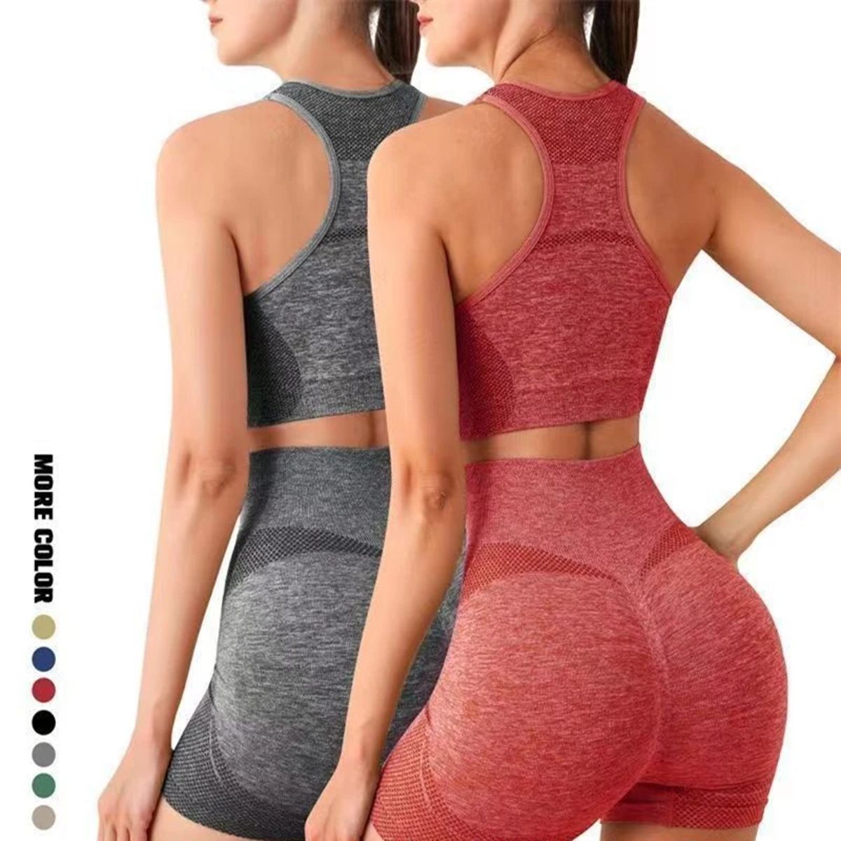 Seamless Yoga Set - Gym Shorts, Sports Bra, and Fitness Leggings Generic - Women's Sportswear Sets