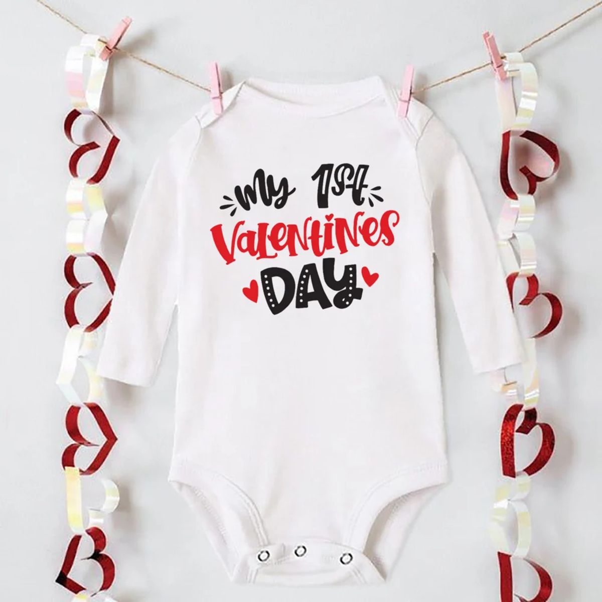 "My First Valentine" Baby Bodysuit – Adorable Newborn Valentine Outfit Meniscounter - Kids's Bodysuits