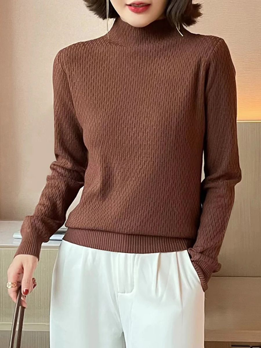 Mock Neck Pullover Sweater for Autumn and Winter Comfort Aossviao - Women's Sweaters