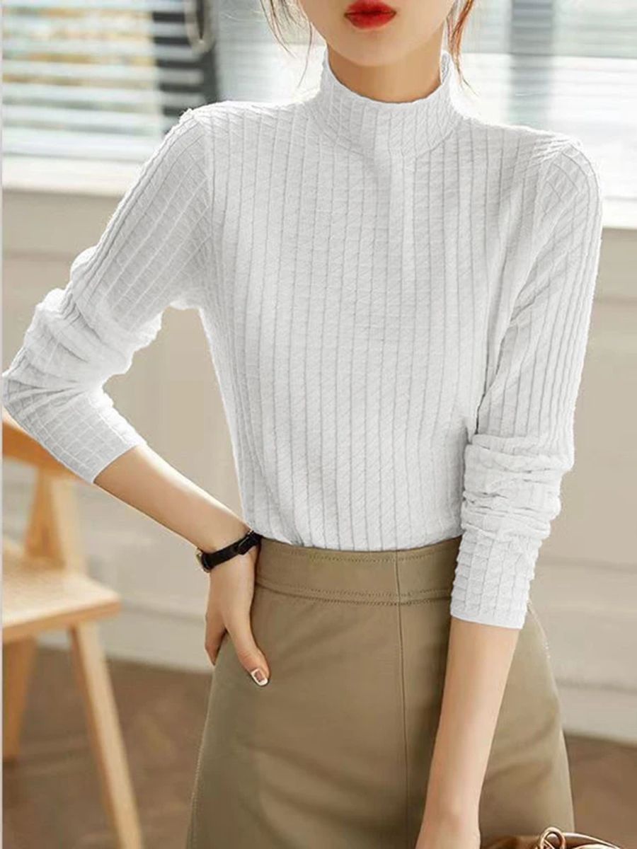 Plaid Turtleneck Sweater for Autumn and Winter Casual Style Aossviao - Women's Sweaters 5