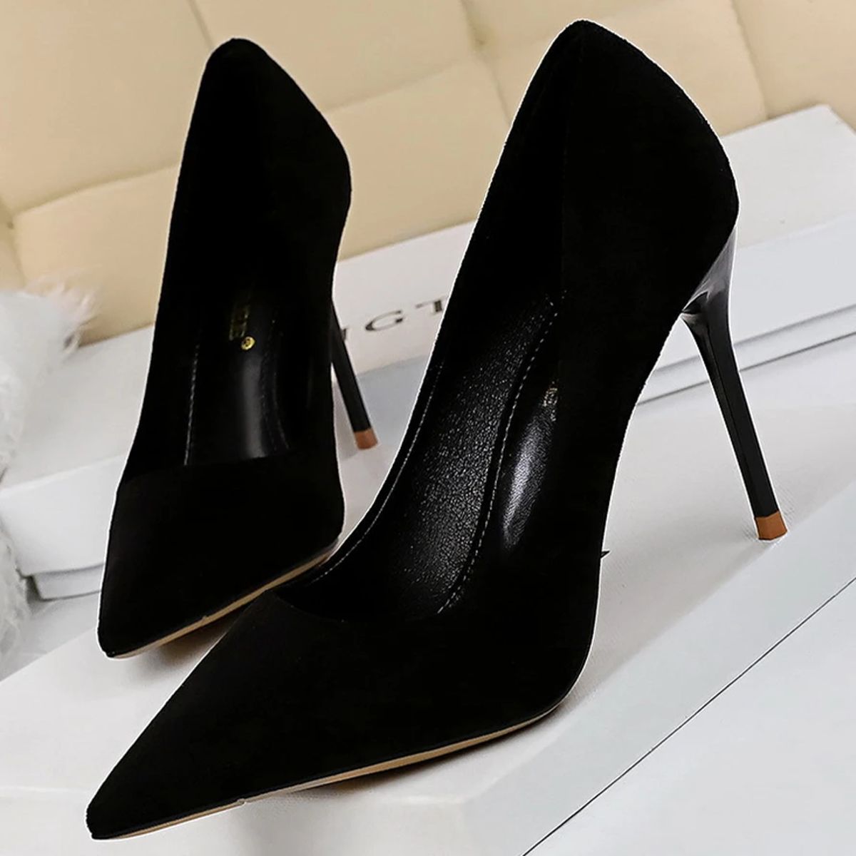 Suede Pointed Toe High Heels for Office and Career