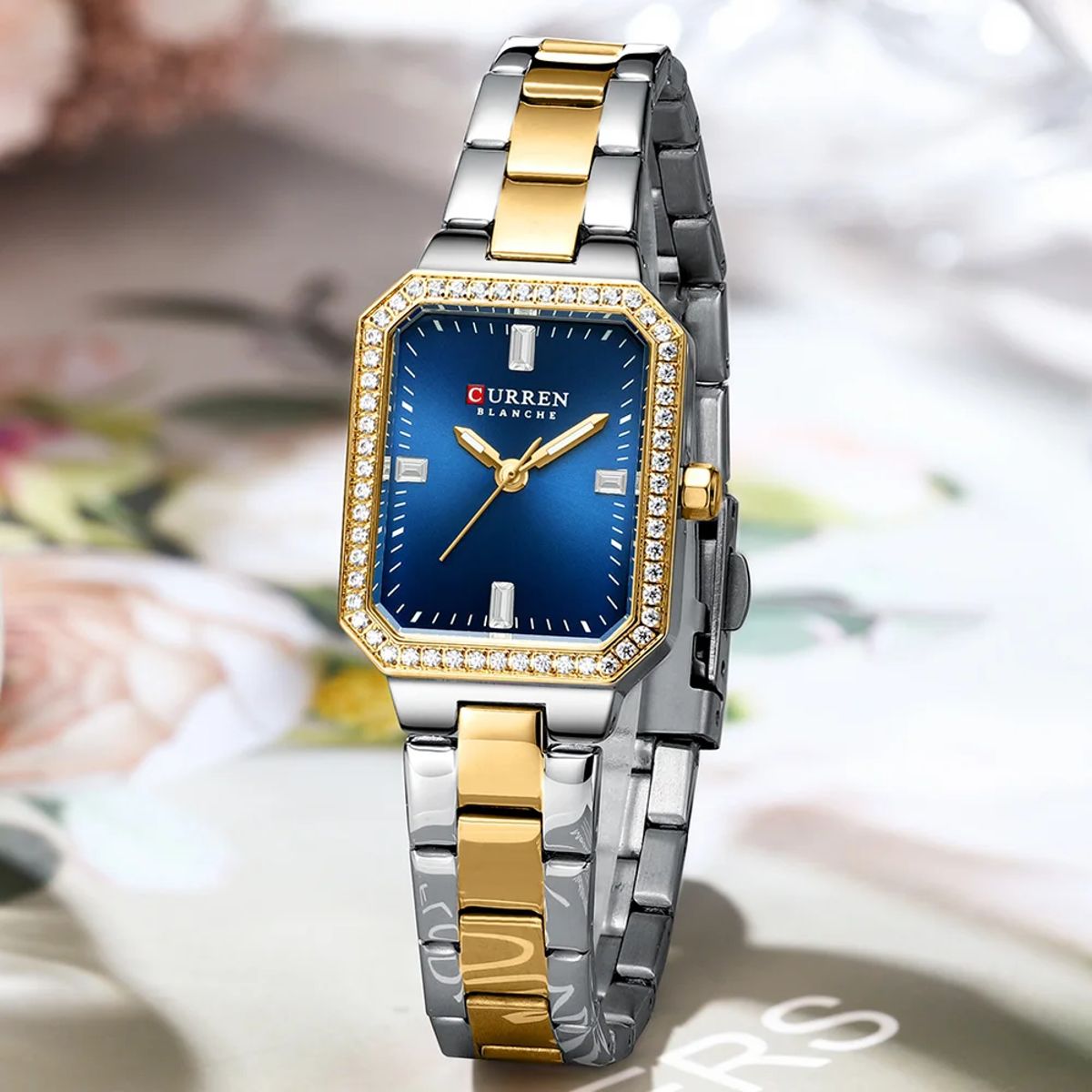 Elegant Women's Waterproof Quartz Watch with Rectangular Dial