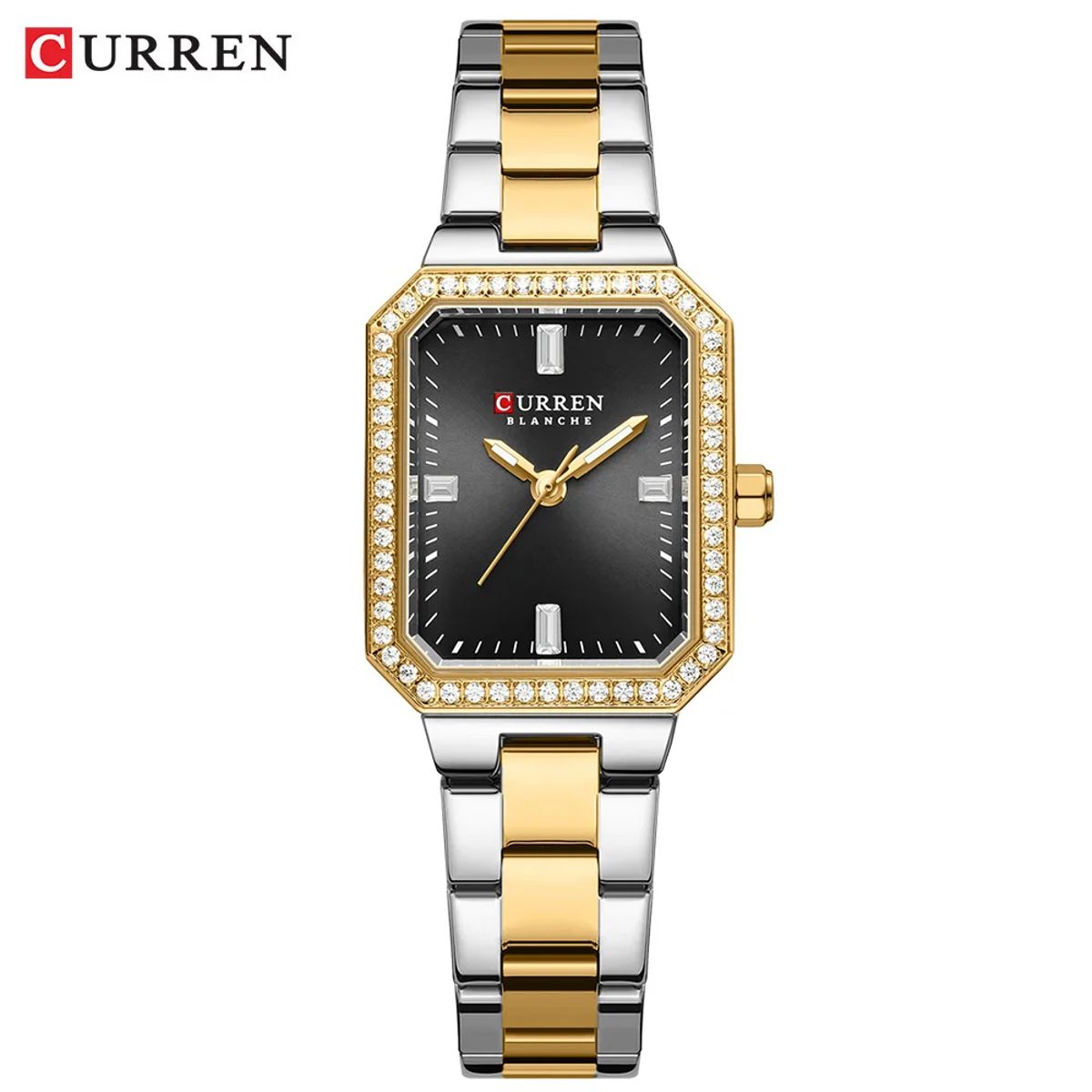 Elegant Women's Waterproof Quartz Watch with Rectangular Dial
