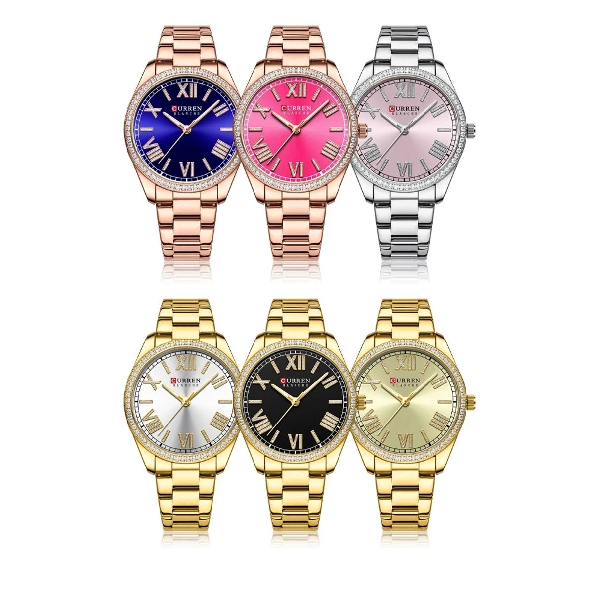 Elegant Rhinestone Women's Quartz Watch with Waterproof Stainless-Steel Band Curren - Women's Dress Watches 5