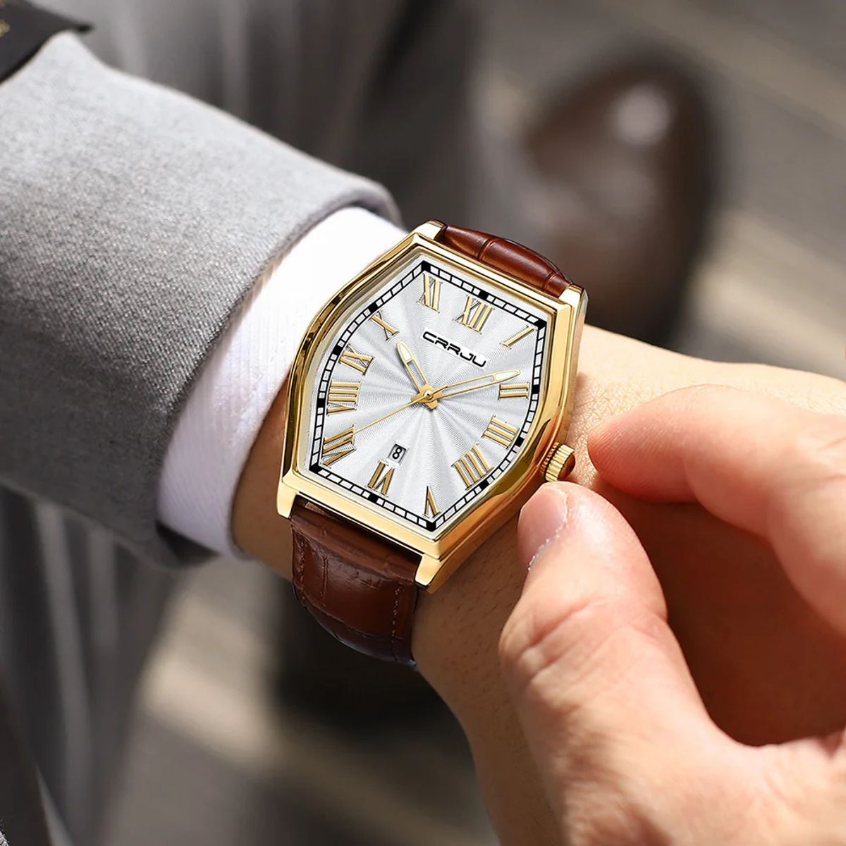 Rectangular Quartz Watch with Luminous Features and Calendar For Men Rectangular Quartz Watch with Luminous Features and Calendar For Men