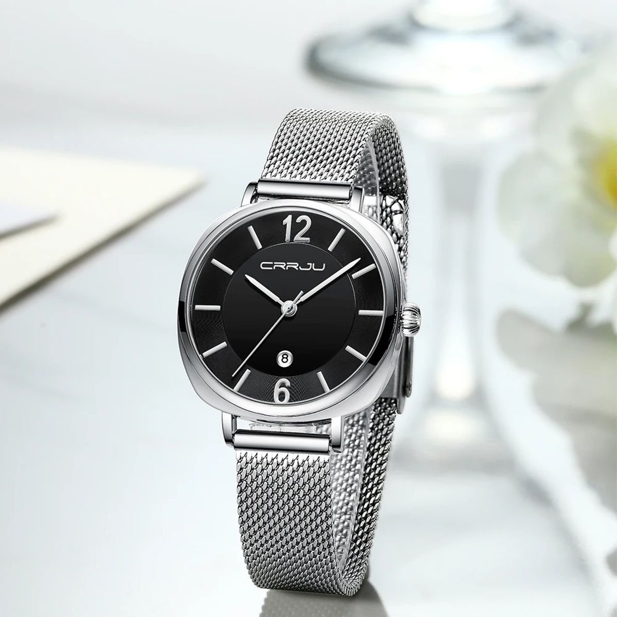 Women's Stainless Steel Bracelet Watch with Quartz Movement