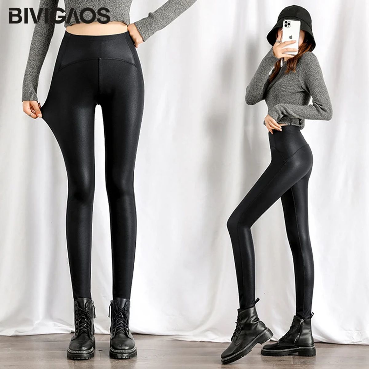 High Waist Fleece Lined Matte Leggings for Winter Warmth High Waist Fleece Lined Matte Leggings for Winter Warmth