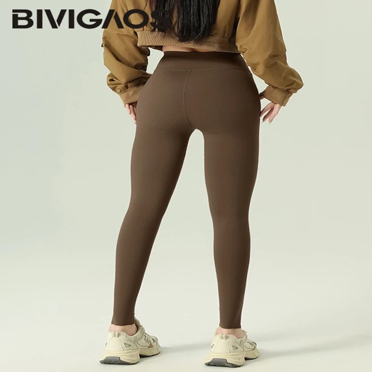 High Waist Elastic Sharkskin Leggings for Fitness and Running