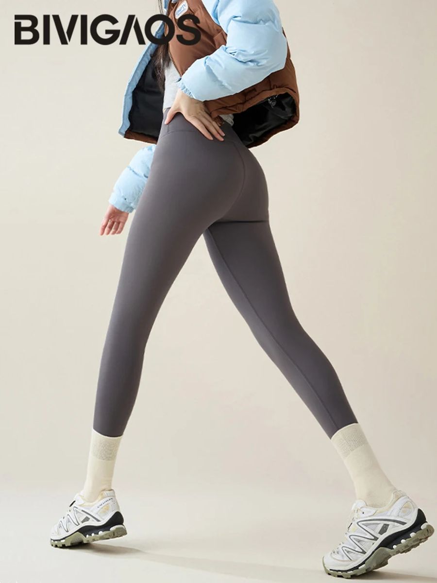 High Waist Fleece Lined Sharkskin Leggings for Winter Comfort