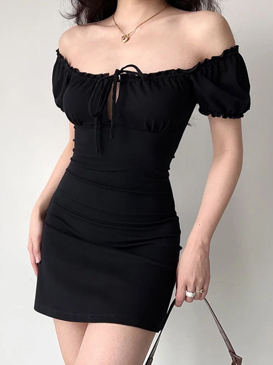Elegant Lace-Up Backless Mini Dress with A-Line Silhouette