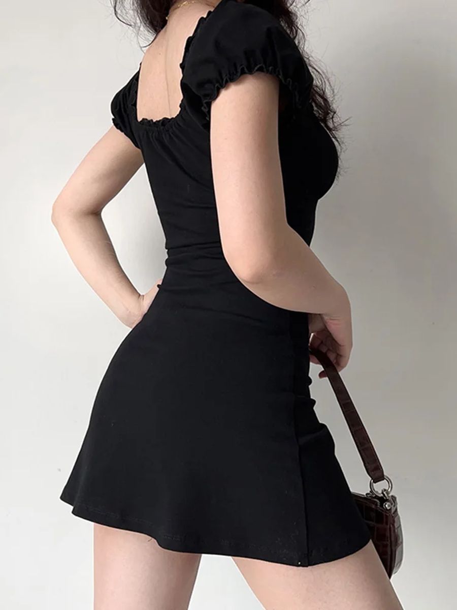 Elegant Lace-Up Backless Mini Dress with A-Line Silhouette
