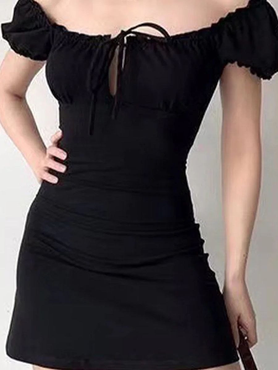 Elegant Lace-Up Backless Mini Dress with A-Line Silhouette